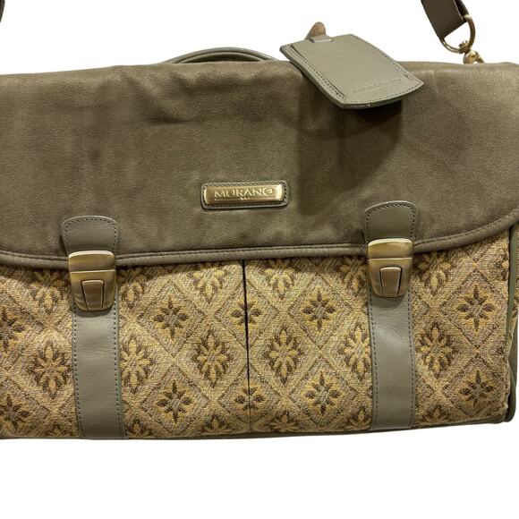 Murano Messenger carryon Vintage Style Shoulder Bag Canvas Tapestry Brown Olive - Picture 5 of 12